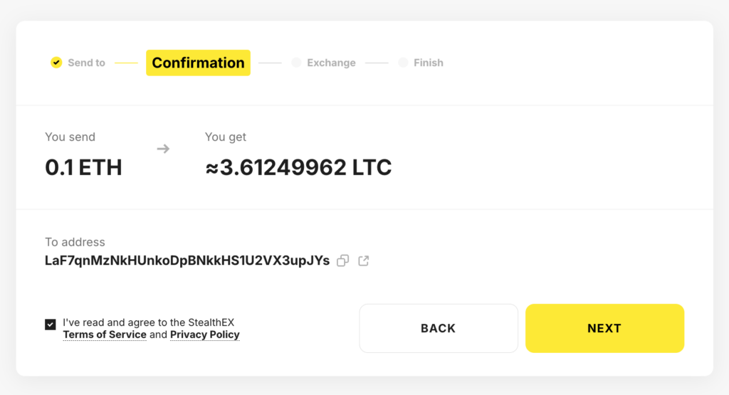 ETH to LTC Crypto Exchange - STEP 2 ETH to LTC Crypto Exchange - STEP 2