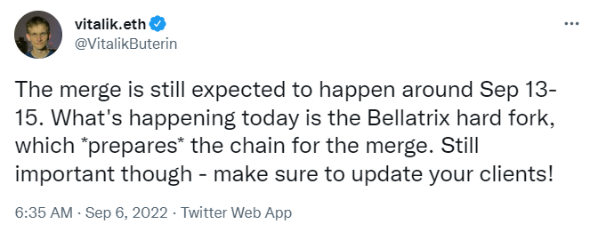 Vitalik Buterin’s tweet